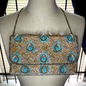 Vintage Beaded Crochet Clutch